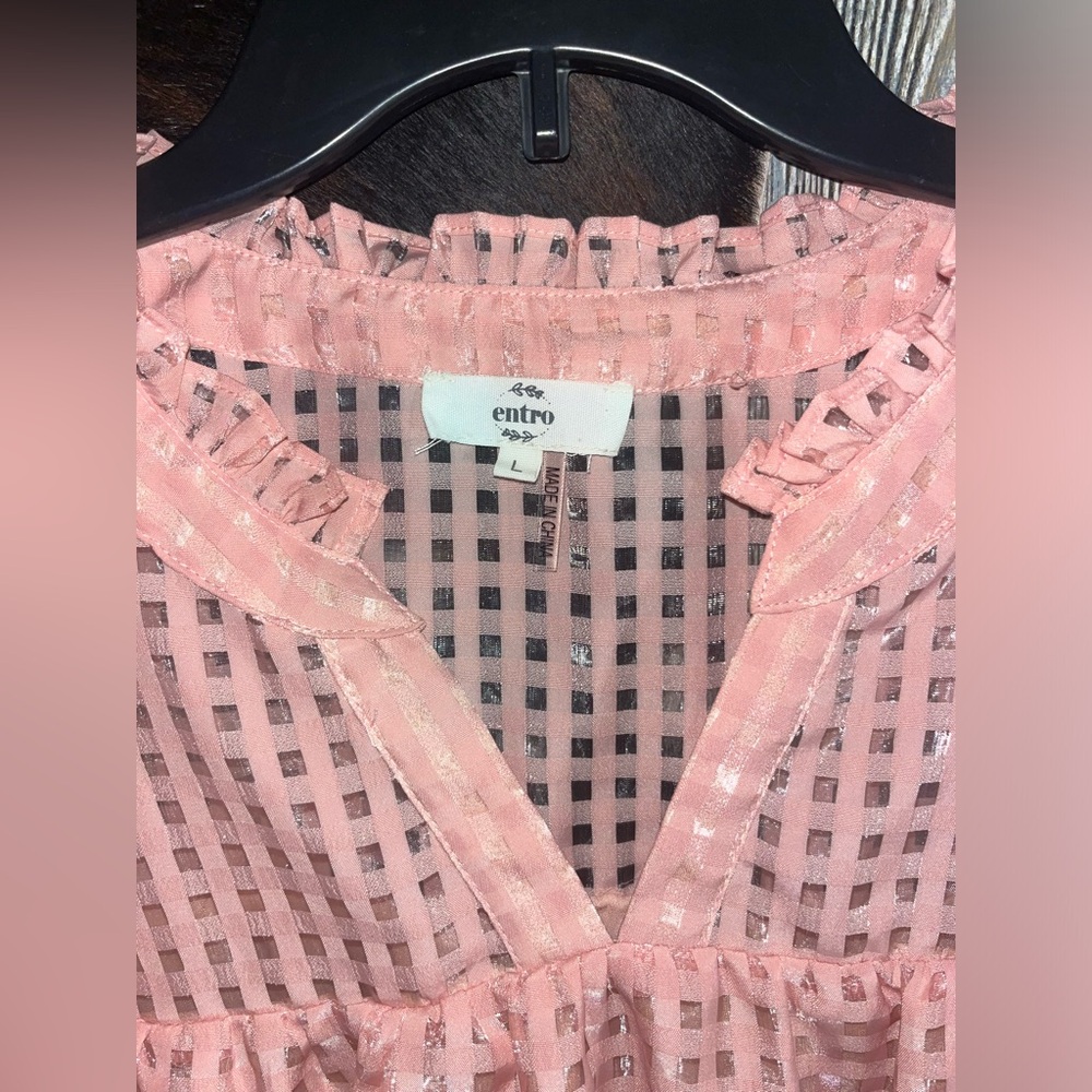 Entro Pink Ruffle Sleeve Blouse - Picture 3 of 7